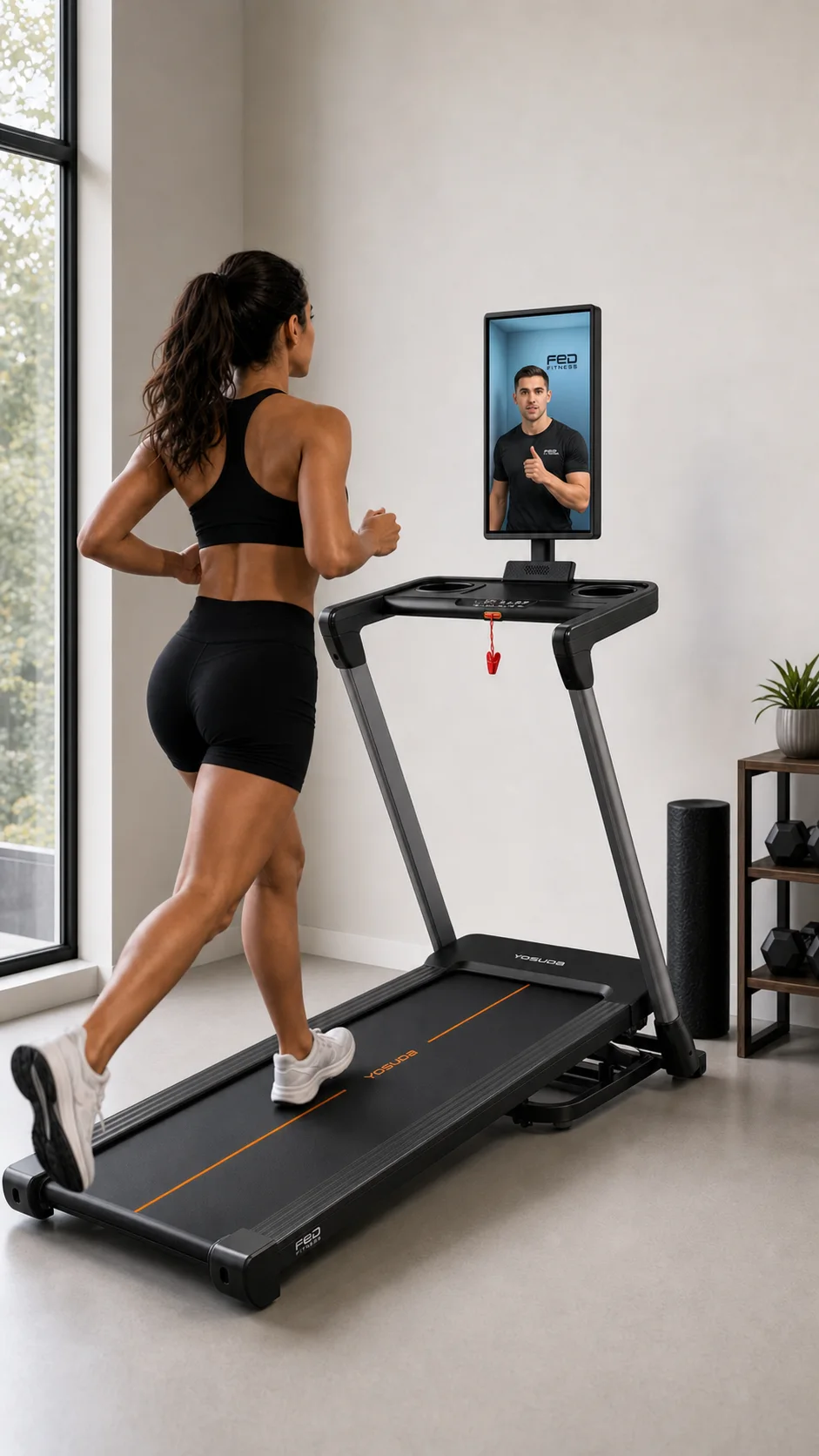 Relay Frame 10 positioned above a treadmill console