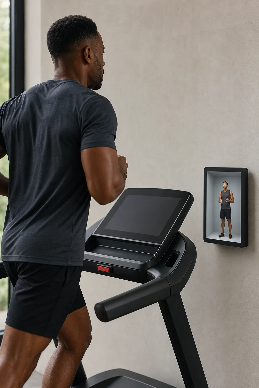 Relay Frame 10 positioned above a treadmill console