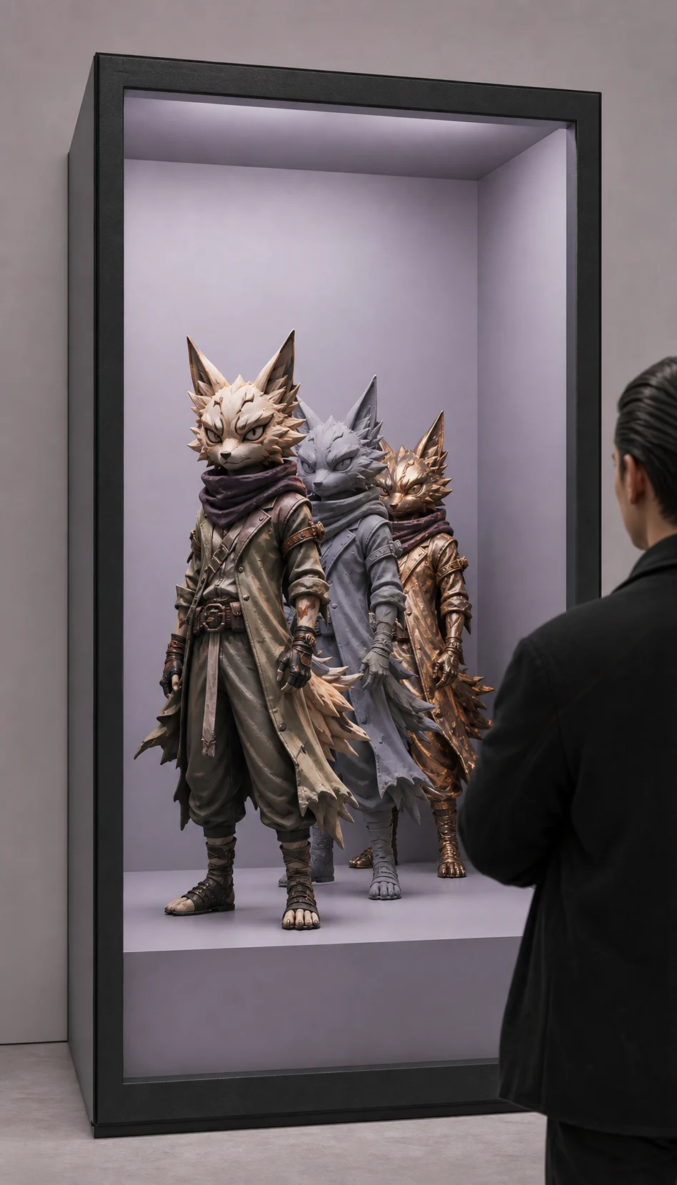 Collectible character shown in alternate material finishes