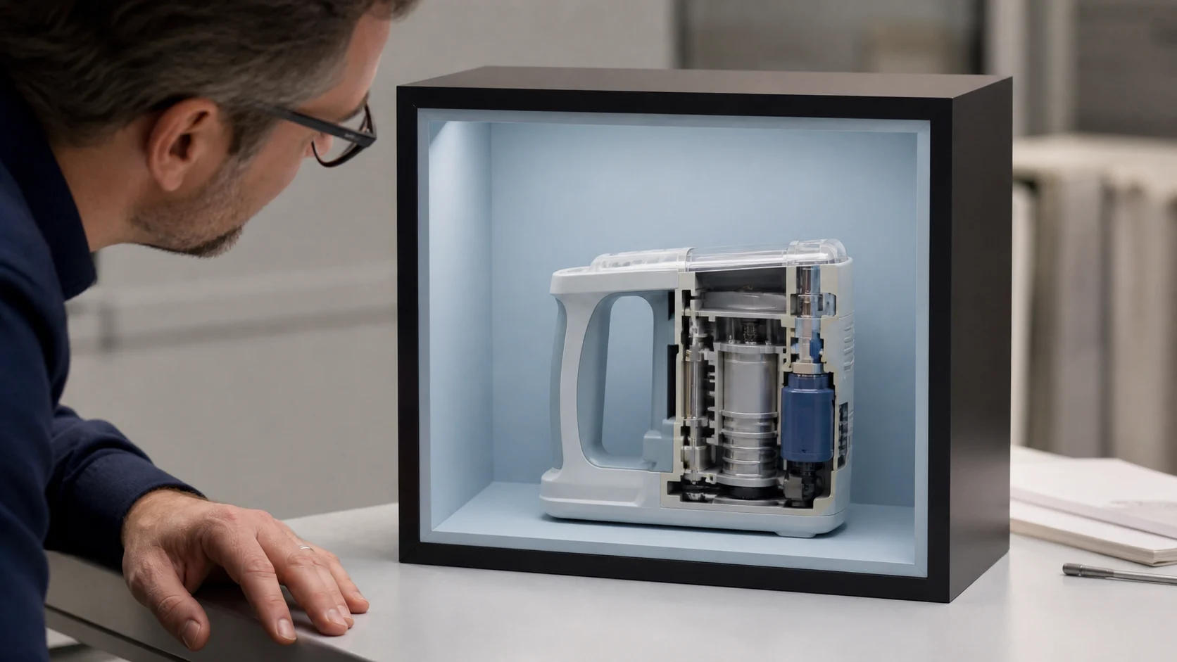 Compact medical device cutaway