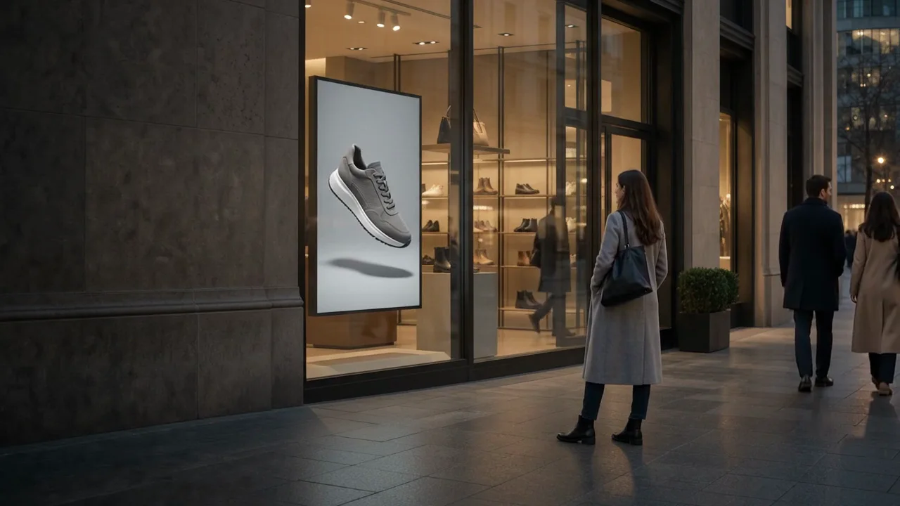A spatial product presentation installed inside a retail environment